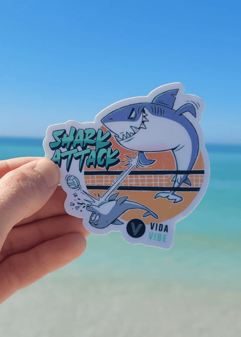 Shark Attack Volleyball Sticker